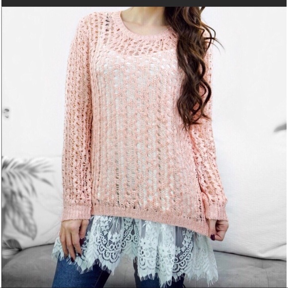 MOVING SALE💋CROCHET BLUSH SWEATER 🌷 - Picture 4 of 6